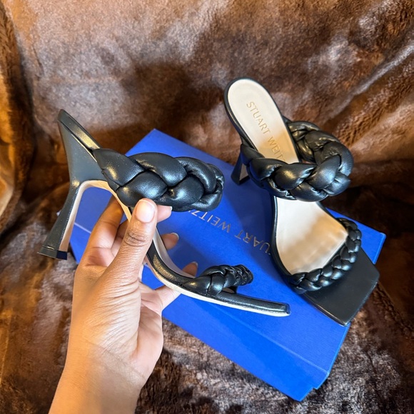 Black size 40.5 Stuart Weitzman open toed heeled sandal. - Picture 2 of 3